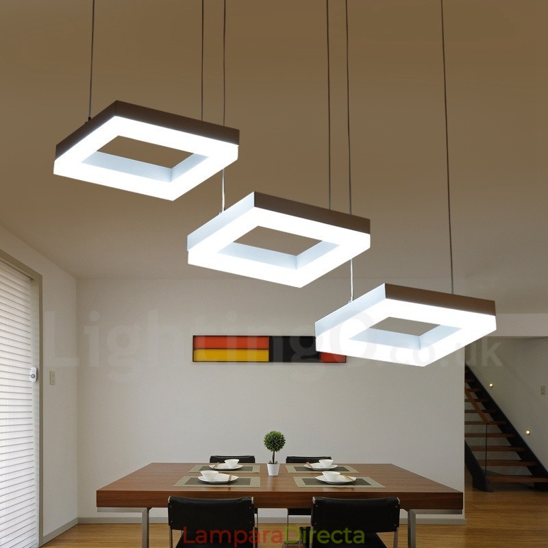 Lámpara colgante moderna y contemporánea de 3 luces de aleación de aluminio con pantalla acrílica