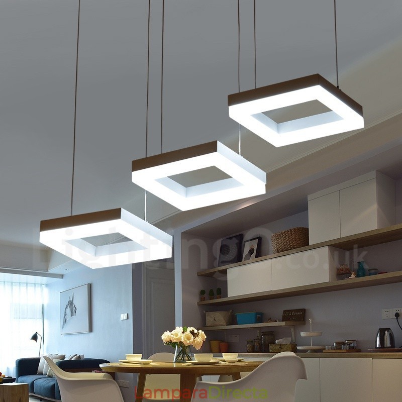 Lámpara colgante moderna y contemporánea de 3 luces de aleación de aluminio con pantalla acrílica