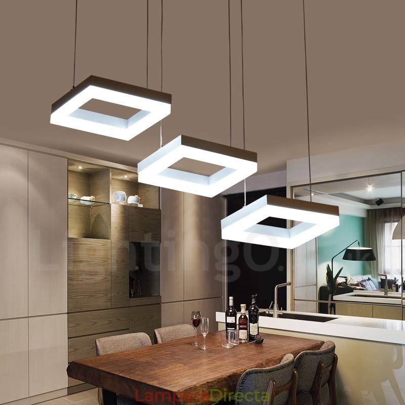 Lámpara colgante moderna y contemporánea de 3 luces de aleación de aluminio con pantalla acrílica