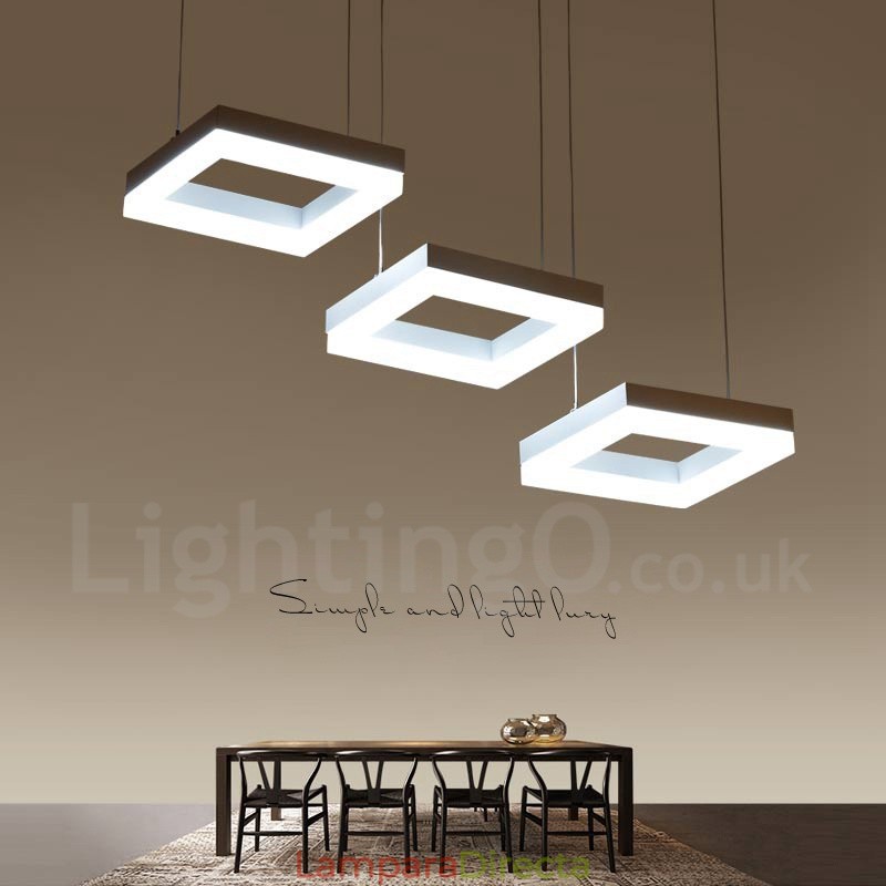 Lámpara colgante moderna y contemporánea de 3 luces de aleación de aluminio con pantalla acrílica