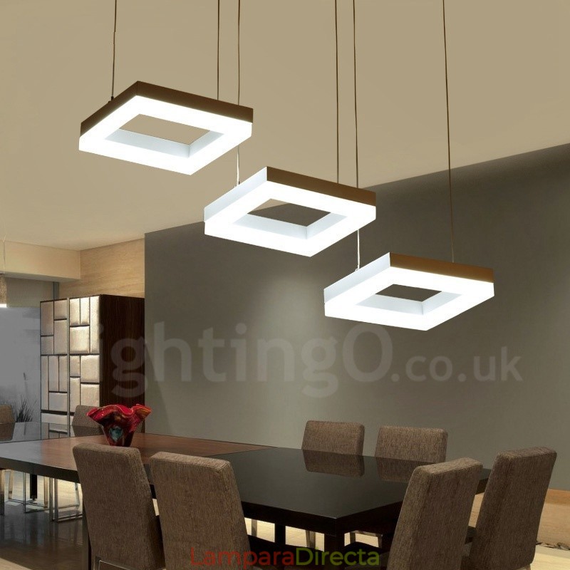 Lámpara colgante moderna y contemporánea de 3 luces de aleación de aluminio con pantalla acrílica
