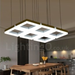 Lámpara colgante moderna y contemporánea de aleación de aluminio de 6 luces con pantalla acrílica