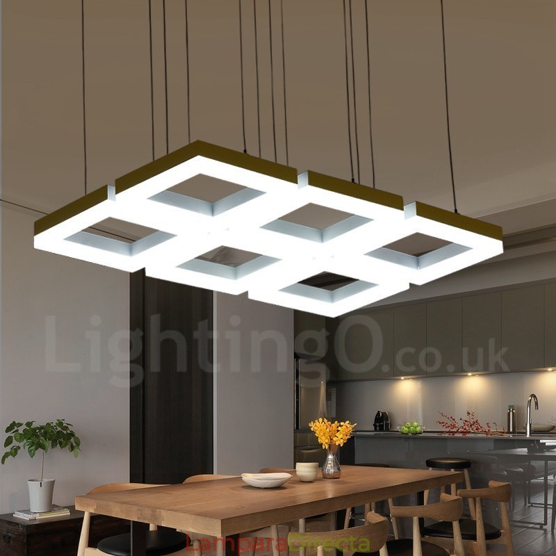 Lámpara colgante moderna y contemporánea de aleación de aluminio de 6 luces con pantalla acrílica