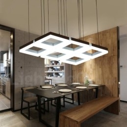Lámpara colgante moderna y contemporánea de aleación de aluminio de 6 luces con pantalla acrílica