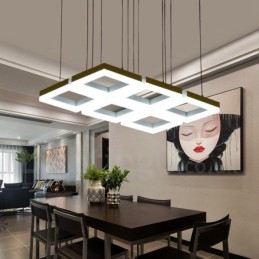 Lámpara colgante moderna y contemporánea de aleación de aluminio de 6 luces con pantalla acrílica