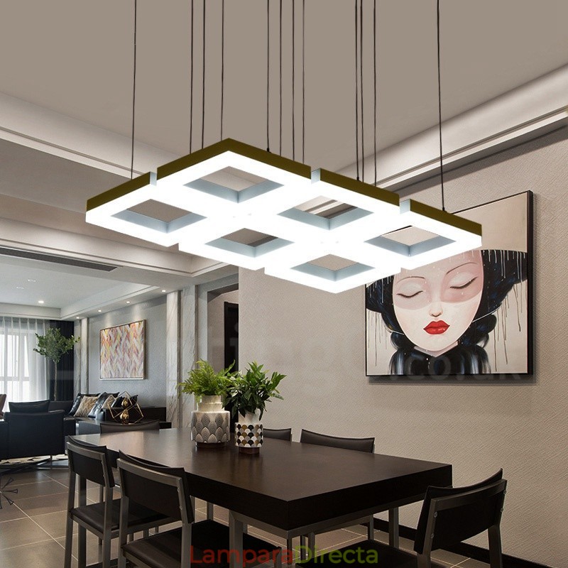 Lámpara colgante moderna y contemporánea de aleación de aluminio de 6 luces con pantalla acrílica