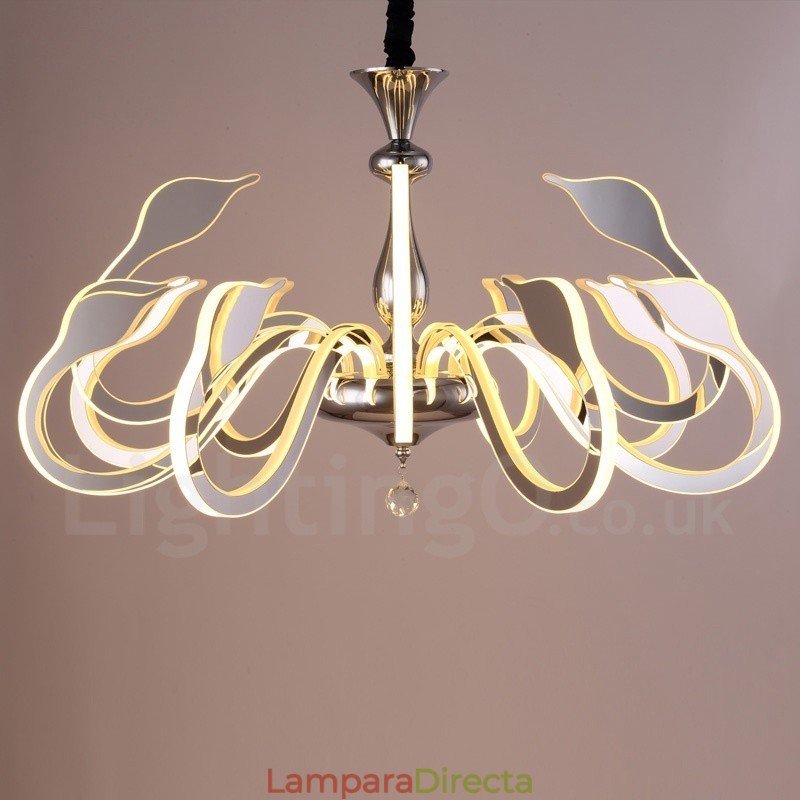 Lámpara de araña moderna y contemporánea de acero regulable de 12 luces con pantalla acrílica