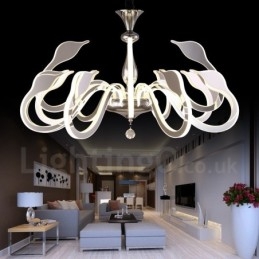 Lámpara de araña moderna y contemporánea de acero regulable de 12 luces con pantalla acrílica