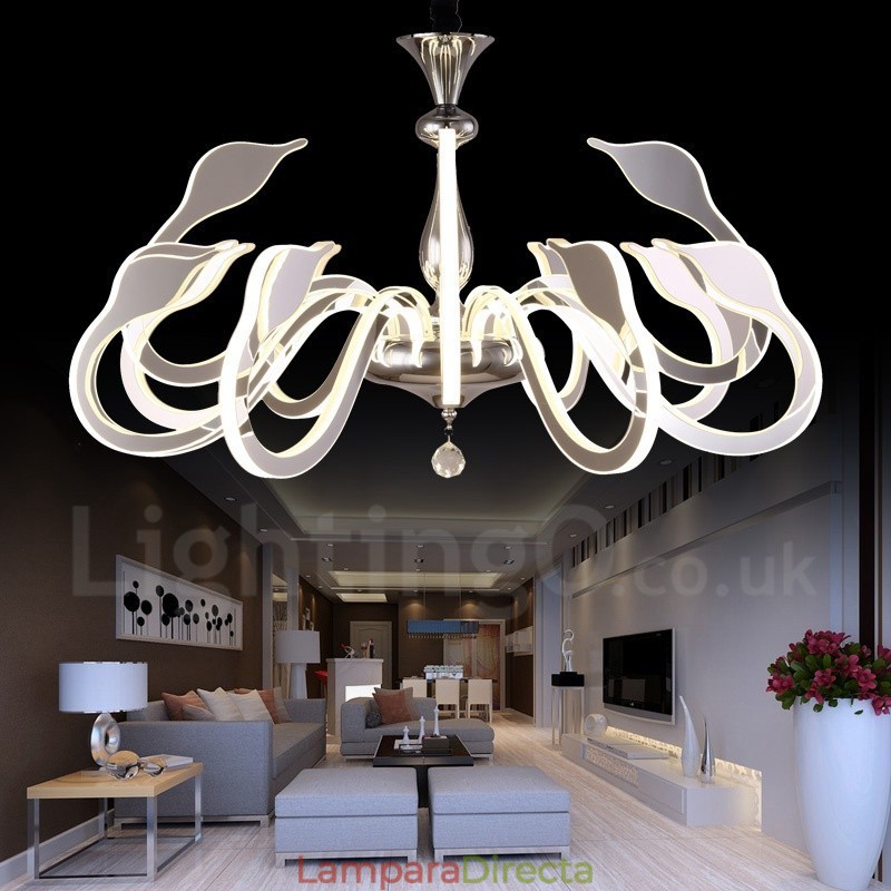 Lámpara de araña moderna y contemporánea de acero regulable de 12 luces con pantalla acrílica