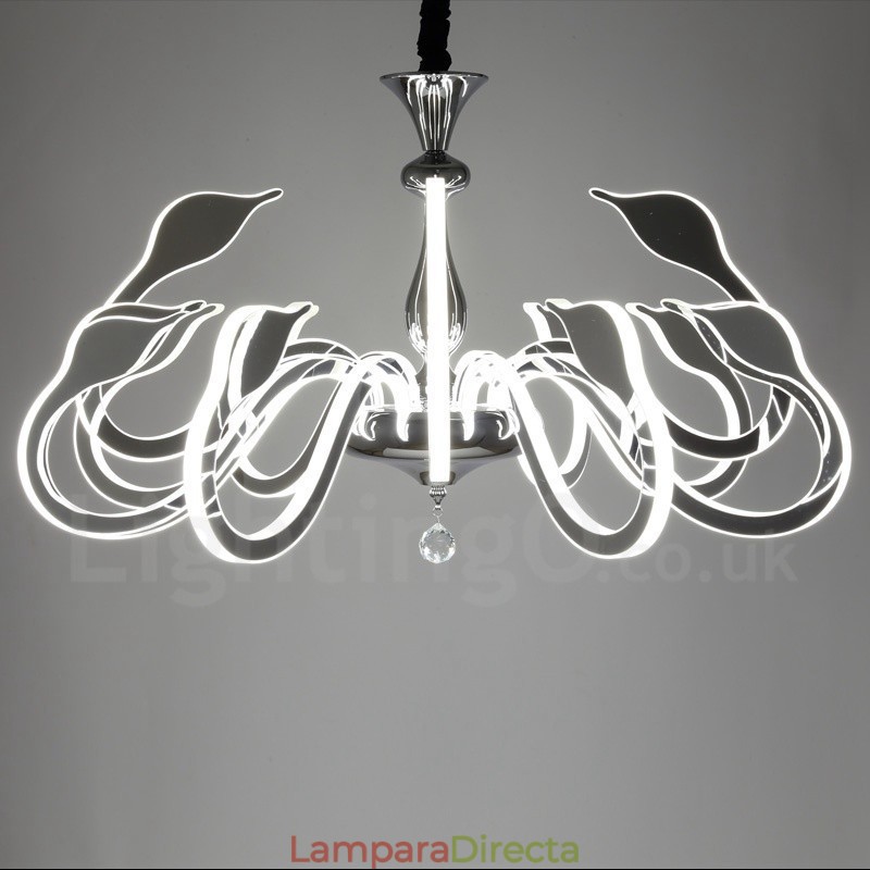 Lámpara de araña moderna y contemporánea de acero regulable de 12 luces con pantalla acrílica