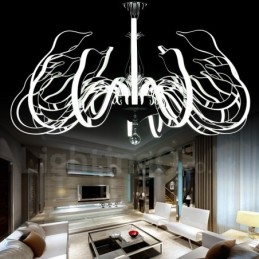 Lámpara de araña moderna contemporánea regulable de acero de 15 luces con pantalla acrílica