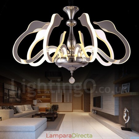 Lámpara de araña moderna y contemporánea de acero regulable de 8 luces con pantalla acrílica Lámpara de araña moderna y contemporánea de acero regulable de 8 luces con pantalla acrílica