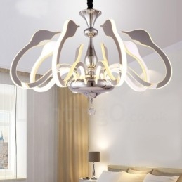 Lámpara de araña moderna y contemporánea de acero regulable de 8 luces con pantalla acrílica
