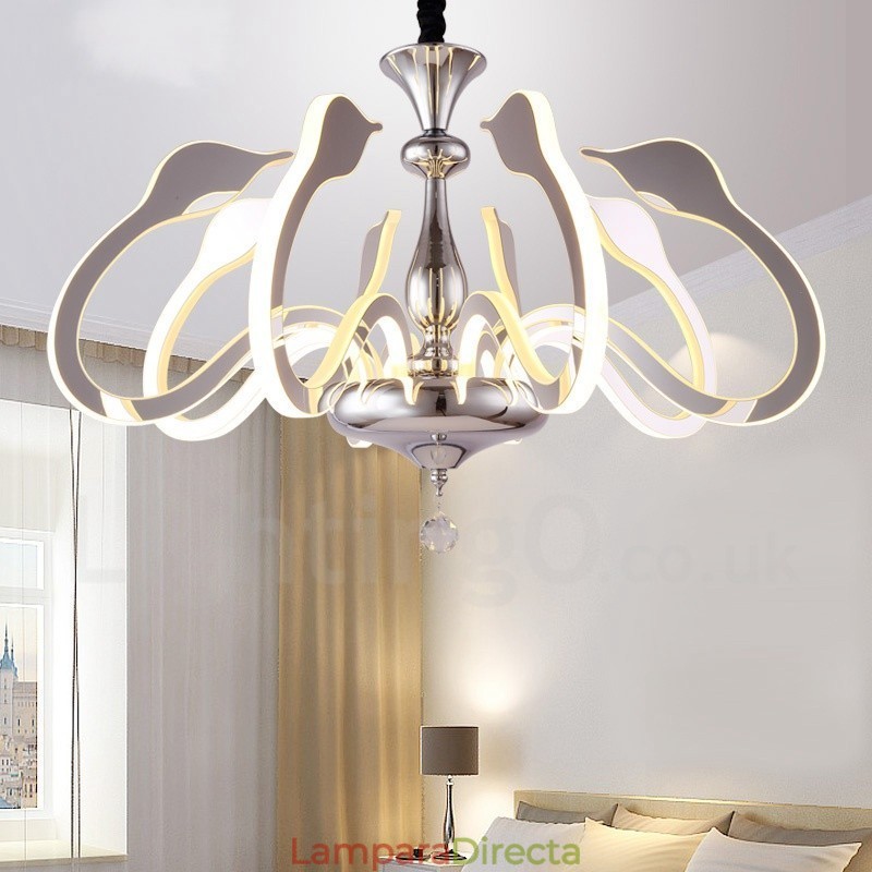 Lámpara de araña moderna y contemporánea de acero regulable de 8 luces con pantalla acrílica