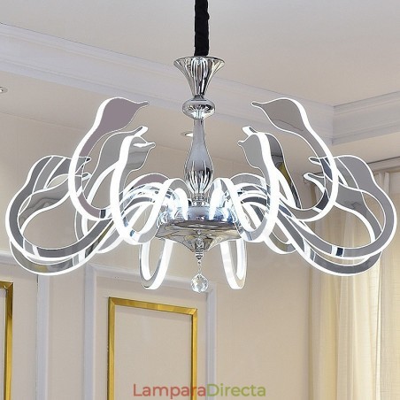 Lámpara de araña moderna y contemporánea de acero con 10 luces y pantalla acrílica regulable Lámpara de araña moderna y contemporánea de acero con 10 luces y pantalla acrílica regulable