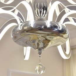 Lámpara de araña moderna contemporánea regulable de acero de 6 luces con pantalla acrílica