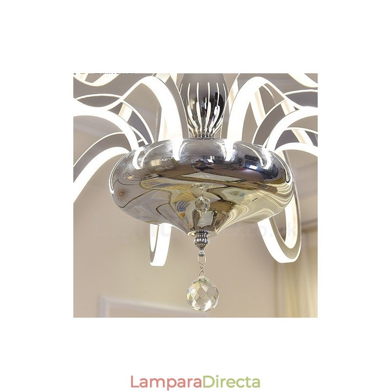 Lámpara de araña moderna contemporánea regulable de acero de 6 luces con pantalla acrílica