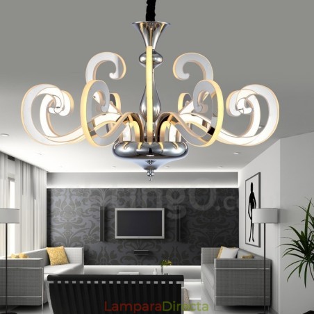 Lámpara de araña moderna y contemporánea de acero regulable de 12 luces con pantalla acrílica Lámpara de araña moderna y contemporánea de acero regulable de 12 luces con pantalla acrílica