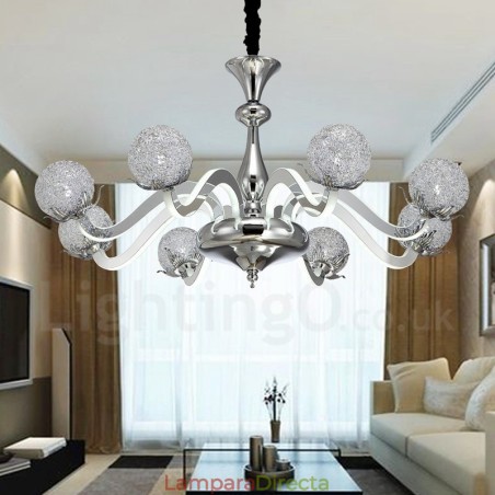 Lámpara de araña moderna y contemporánea de acero regulable de 8 luces con pantalla de aleación de aluminio Lámpara de araña moderna y contemporánea de acero regulable de 8 luces con pantalla de aleación de aluminio