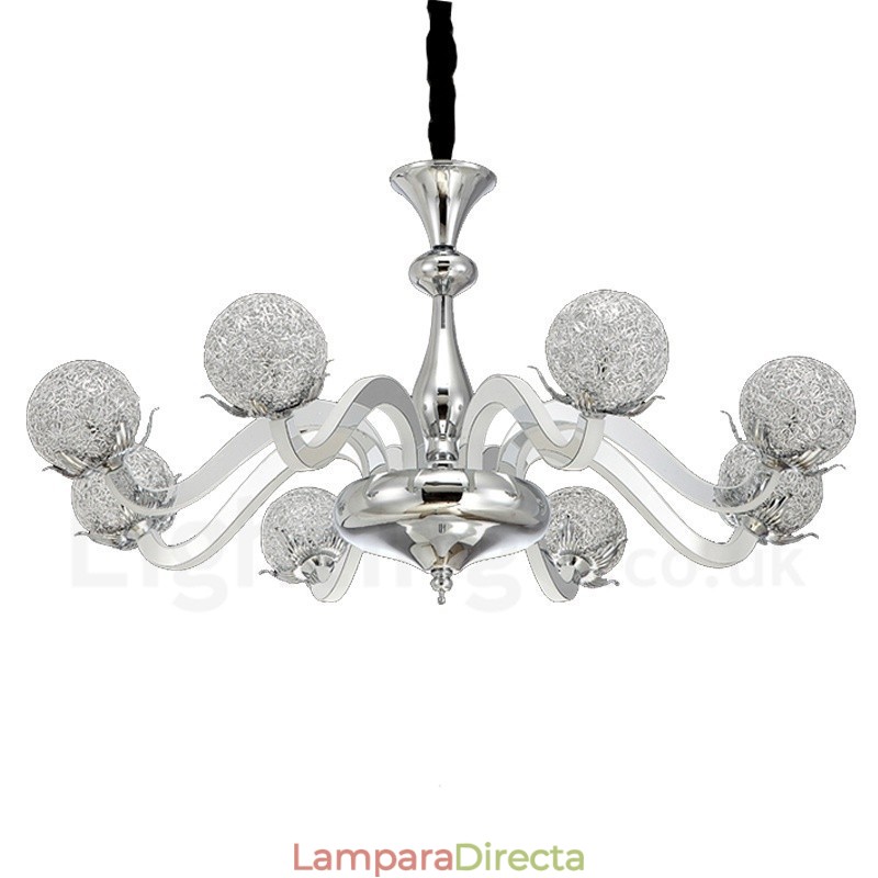 Lámpara de araña moderna y contemporánea de acero regulable de 8 luces con pantalla de aleación de aluminio