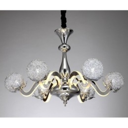Lámpara de araña moderna y contemporánea de acero regulable de 6 luces con pantalla de aleación de aluminio