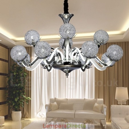 Lámpara de araña moderna y contemporánea de acero regulable de 12 luces con pantalla de aleación de aluminio Lámpara de araña moderna y contemporánea de acero regulable de 12 luces con pantalla de aleación de aluminio