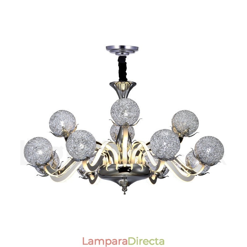 Lámpara de araña moderna y contemporánea de acero regulable de 12 luces con pantalla de aleación de aluminio