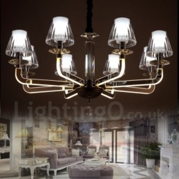Lámpara de araña de cristal moderna y contemporánea regulable de 8 luces con pantalla de cristal