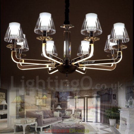 Lámpara de araña de cristal moderna y contemporánea regulable de 8 luces con pantalla de cristal Lámpara de araña de cristal moderna y contemporánea regulable de 8 luces con pantalla de cristal