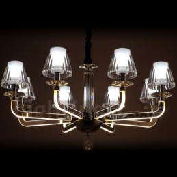 Lámpara de araña de cristal moderna y contemporánea regulable de 8 luces con pantalla de cristal