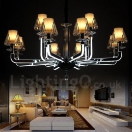 Lámpara de araña de cristal moderna y contemporánea regulable de 12 luces con pantalla de cristal