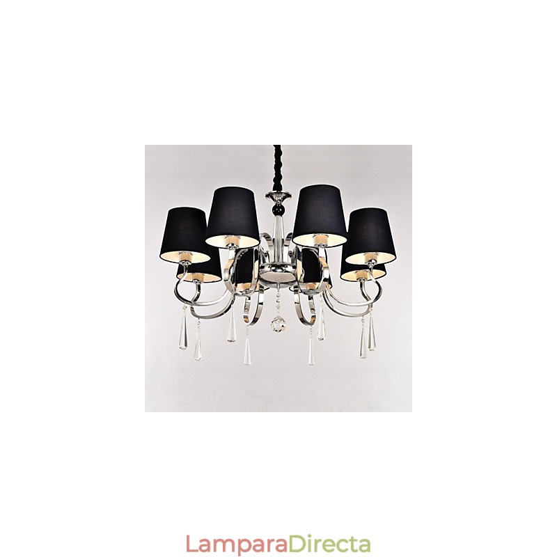 Lámpara de araña clásica tradicional de metal niquelado