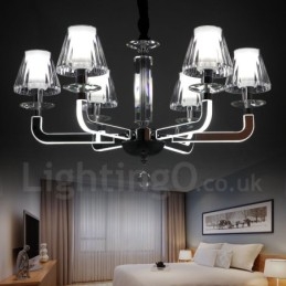 Lámpara de araña de cristal contemporánea moderna y regulable de 6 luces con pantalla de cristal