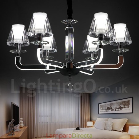 Lámpara de araña de cristal contemporánea moderna y regulable de 6 luces con pantalla de cristal Lámpara de araña de cristal contemporánea moderna y regulable de 6 luces con pantalla de cristal