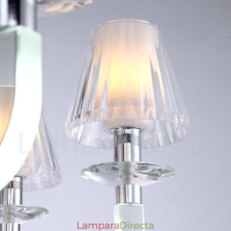 Lámpara de araña de cristal contemporánea moderna y regulable de 6 luces con pantalla de cristal