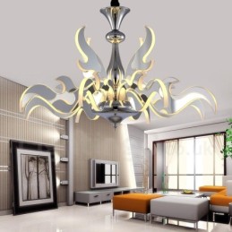 Lámpara de araña moderna y contemporánea de acero regulable de 12 luces con pantalla acrílica