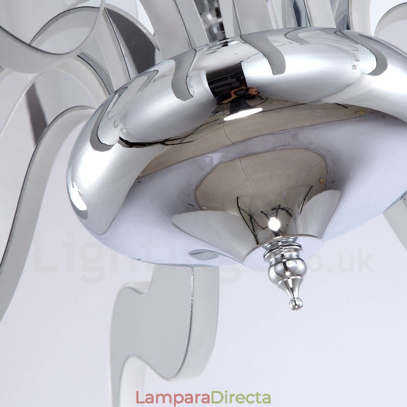 Lámpara de araña moderna contemporánea regulable de acero de 9 luces con pantalla acrílica
