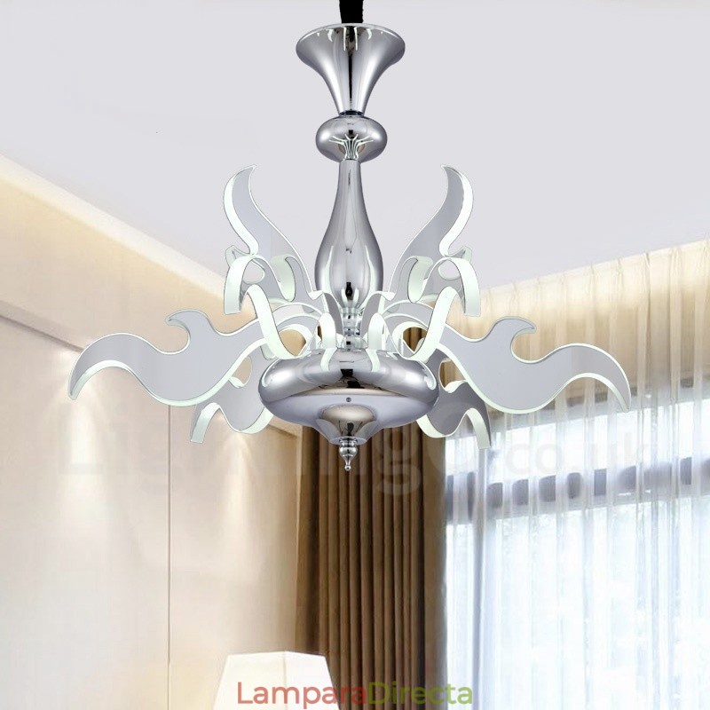 Lámpara de araña moderna contemporánea regulable de acero de 9 luces con pantalla acrílica