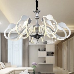 Lámpara de araña moderna y contemporánea de acero regulable de 12 luces con pantalla acrílica