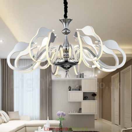 Lámpara de araña moderna y contemporánea de acero regulable de 12 luces con pantalla acrílica Lámpara de araña moderna y contemporánea de acero regulable de 12 luces con pantalla acrílica