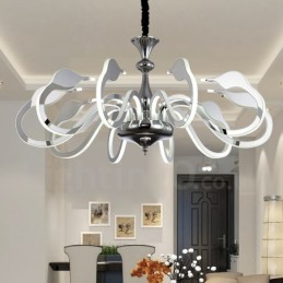 Lámpara de araña moderna y contemporánea de acero con 10 luces y pantalla acrílica regulable