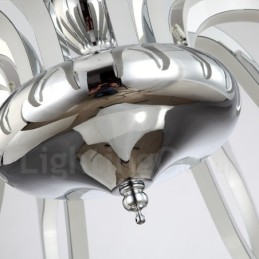 Lámpara de araña moderna y contemporánea de acero con 10 luces y pantalla acrílica regulable
