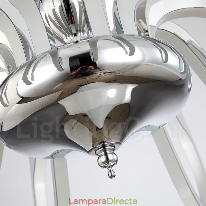 Lámpara de araña moderna y contemporánea de acero regulable de 8 luces con pantalla acrílica