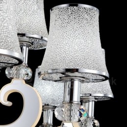 Lámpara de araña moderna y contemporánea de acero regulable de 8 luces con pantalla de cristal
