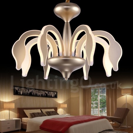 Lámpara de araña moderna y contemporánea de acero regulable de 8 luces con pantalla acrílica Lámpara de araña moderna y contemporánea de acero regulable de 8 luces con pantalla acrílica