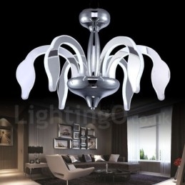 Lámpara de araña moderna contemporánea regulable de acero de 6 luces con pantalla acrílica