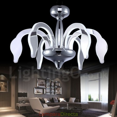 Lámpara de araña moderna contemporánea regulable de acero de 6 luces con pantalla acrílica Lámpara de araña moderna contemporánea regulable de acero de 6 luces con pantalla acrílica