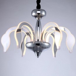 Lámpara de araña moderna contemporánea regulable de acero de 6 luces con pantalla acrílica