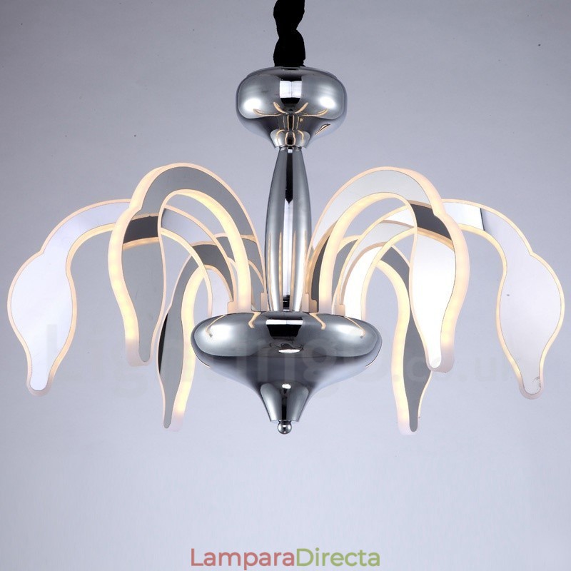 Lámpara de araña moderna contemporánea regulable de acero de 6 luces con pantalla acrílica