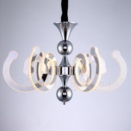 Lámpara de araña moderna contemporánea regulable de acero de 6 luces con pantalla acrílica